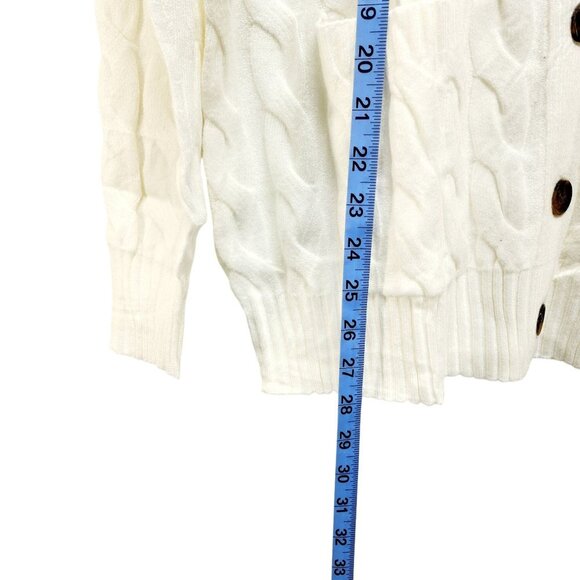 Cable Knit Button-Up Cardigan Sweater Pockets Womens Size 16W Neyook Soft White - Picture 7 of 13